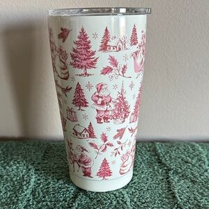 Clementine Vintage Santa Holiday Tumbler Mug Pink & Ivory NEW!